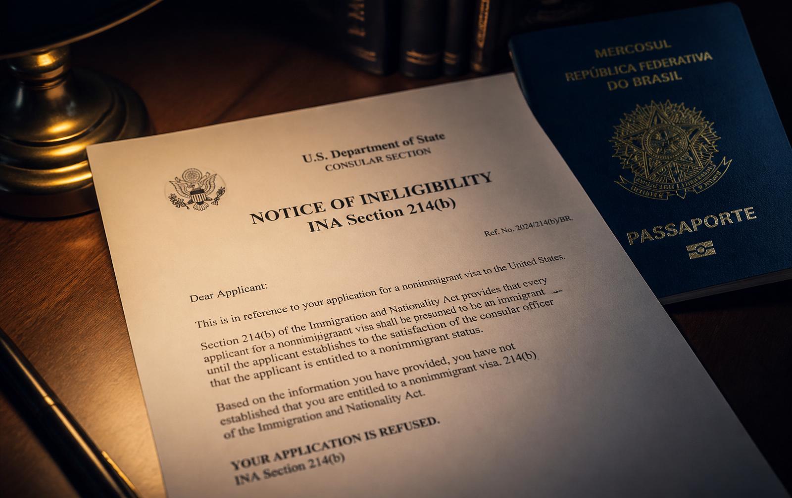 Documentos de visto americano sobre a mesa