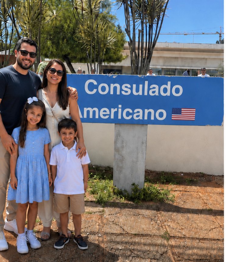 Família brasileira aprovada no Consulado Americano